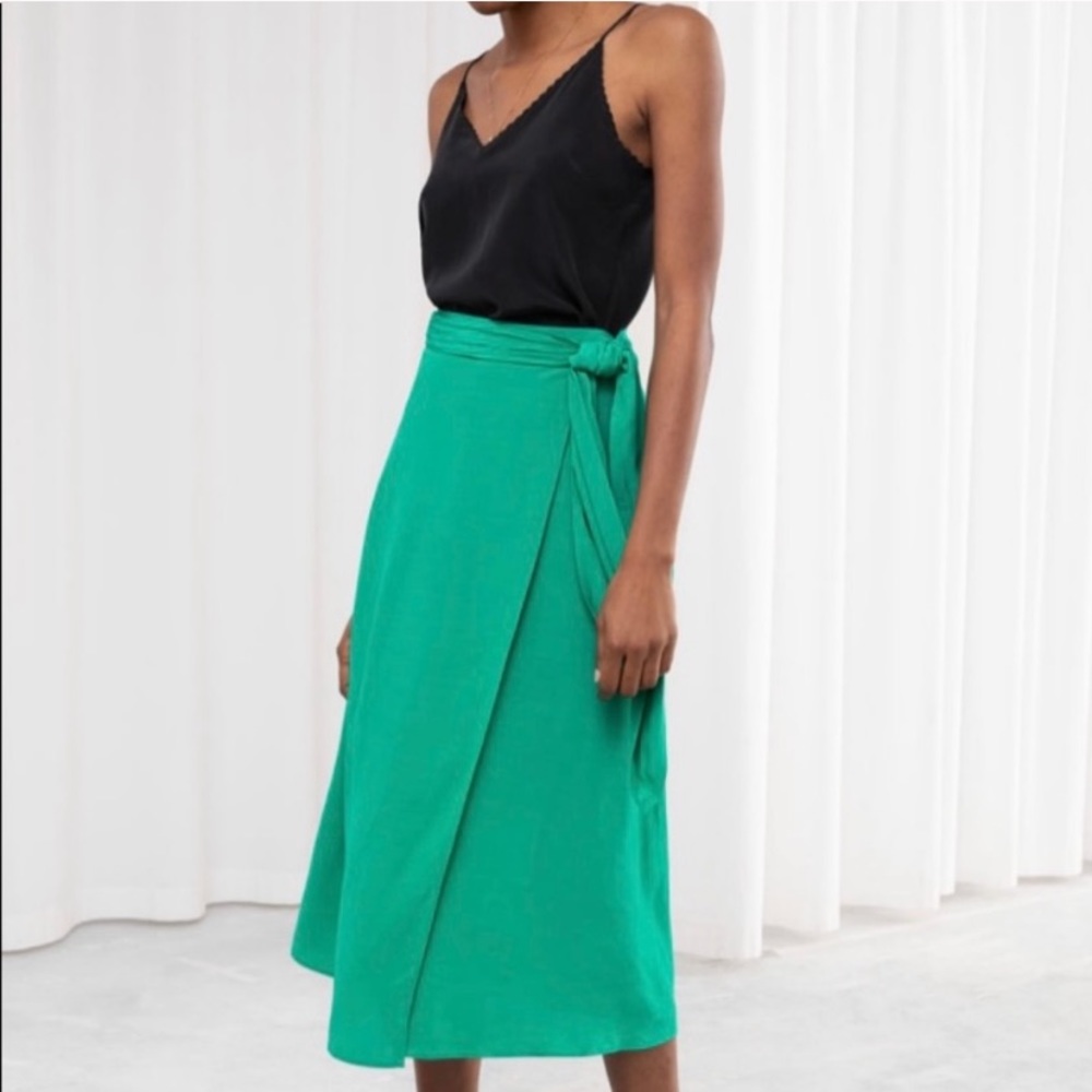 & OTHER STORIES Midi Green Wrap Skirt
